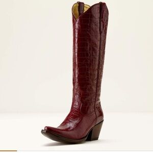 Ariat Deep Red Croc-Patterned Heeled Boots